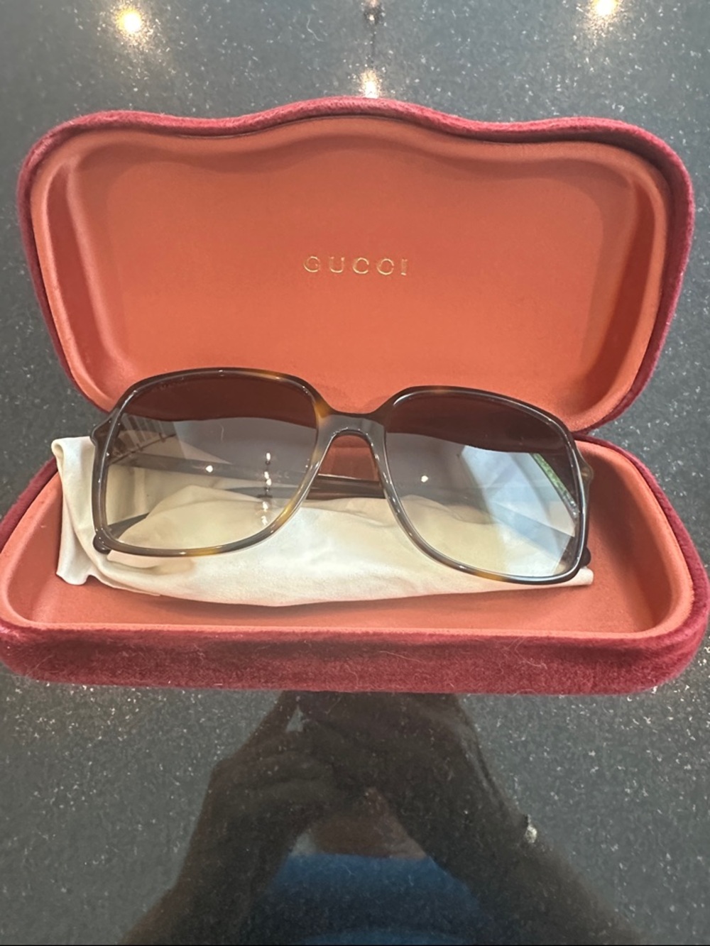 Authentic Gucci Brown Gradient Oversized Square Sunglasses